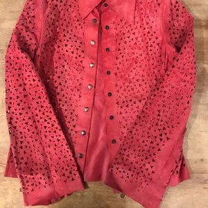 Woman’s suede shirt with cut out hearts size 8